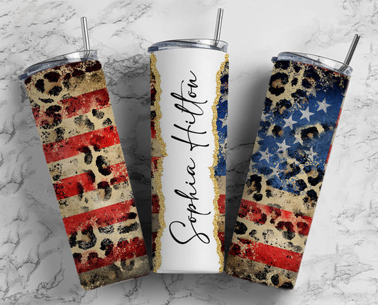 American Flag with Leopard Print