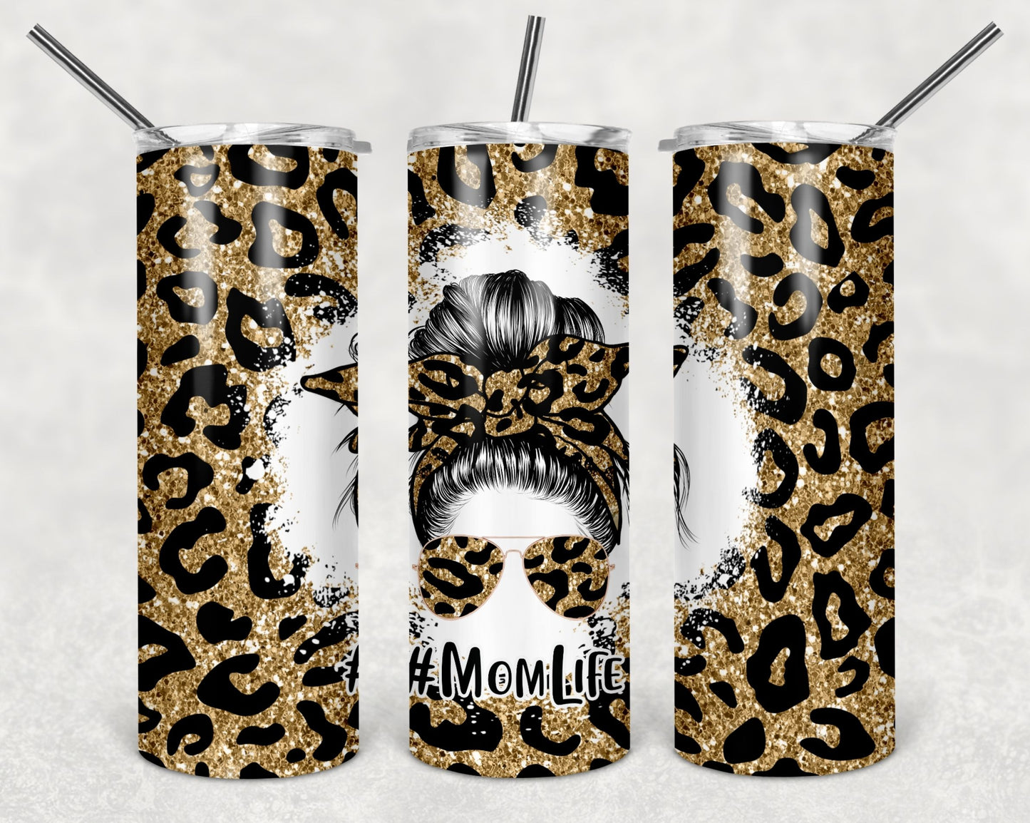 Mom Life Brown Glitter Leopard