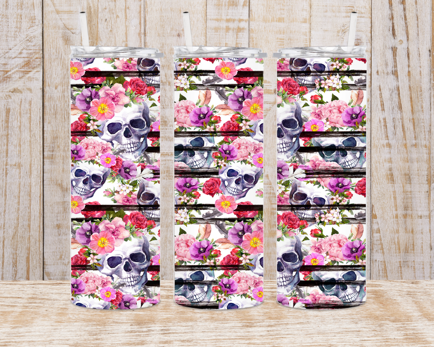 Skulls Floral Stripe
