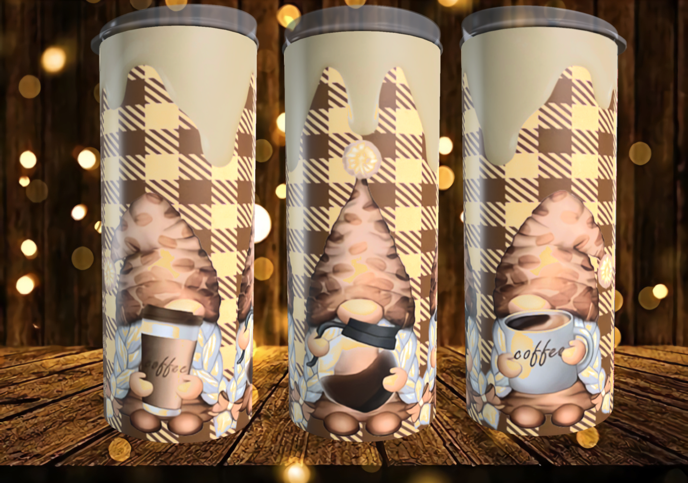 Gnome Coffee Tan Gingham