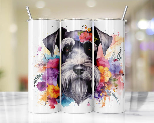 Scottish Terrier Floral Watercolor